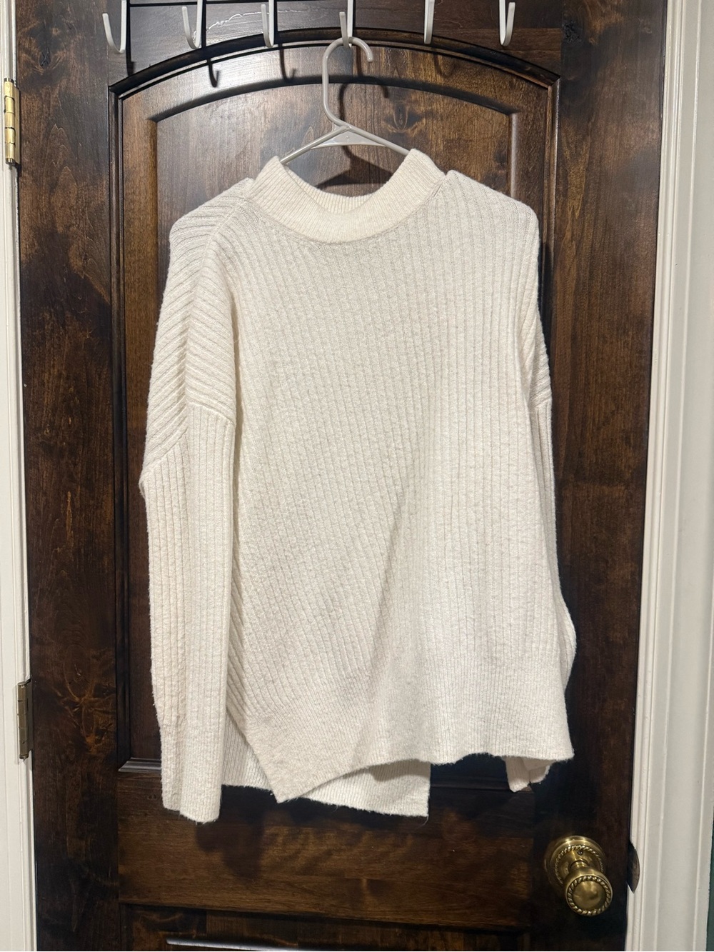 HM Cream Ribbed Mock Neck Sweater